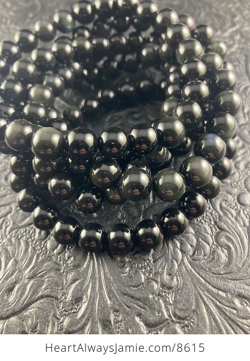 Natural Rainbow Obsidian Heaven Eye 8mm Gemstone Jewelry Bracelet - #iAjWFg6r8b0-3