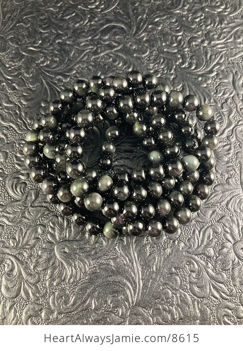 Natural Rainbow Obsidian Heaven Eye 8mm Gemstone Jewelry Bracelet - #iAjWFg6r8b0-7
