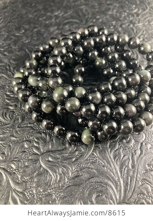 Natural Rainbow Obsidian Heaven Eye 8mm Gemstone Jewelry Bracelet - #iAjWFg6r8b0-8