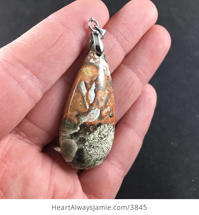 Natural Rainforest Jasper Stone Jewelry Pendant Necklace - #hyt4kPMkixc-2