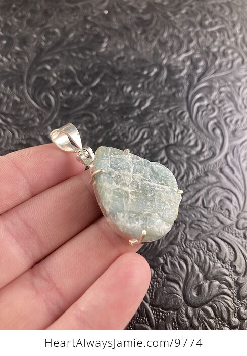 Natural Raw Aquamarine Crystal Stone Jewelry Pendant - #gyrFG5ldvEk-2