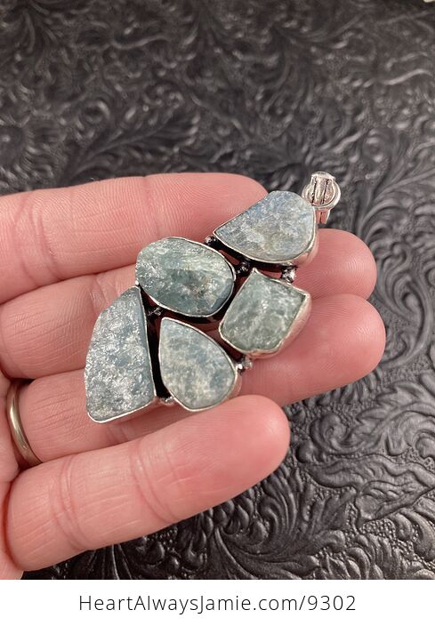 Natural Raw Aquamarine Crystal Stone Jewelry Pendant - #oU8QEYuDOwM-4