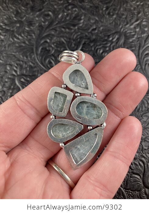 Natural Raw Aquamarine Crystal Stone Jewelry Pendant - #oU8QEYuDOwM-6