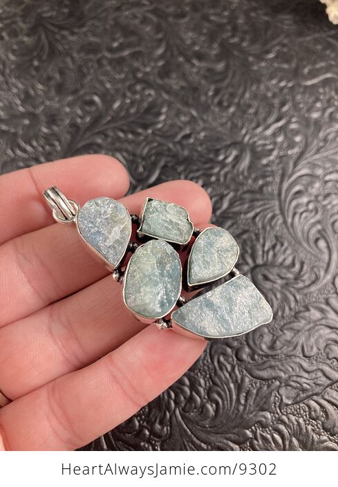 Natural Raw Aquamarine Crystal Stone Jewelry Pendant - #oU8QEYuDOwM-5