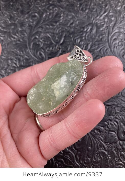 Natural Raw Prehnite Crystal Stone Jewelry Pendant - #edeKjDua6II-4