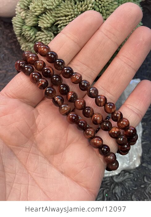 Natural Red Tigers Eye 6mm Stretch Bracelet - #QsBLueUfd28-2