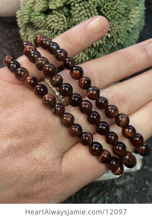 Natural Red Tigers Eye 6mm Stretch Bracelet - #QsBLueUfd28-1