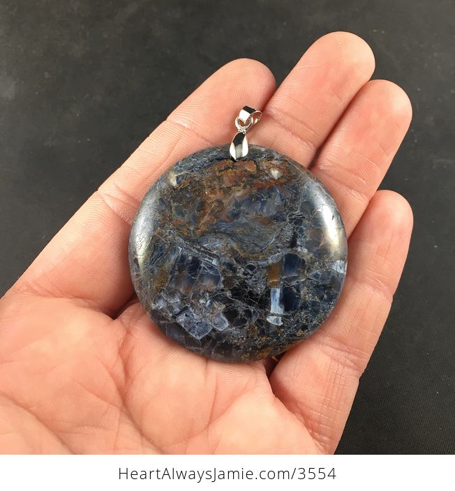 Natural Round Blue and Red Pietersite Tempest Stone Jewelry Pendant - #PDz0RD9oWHE-1