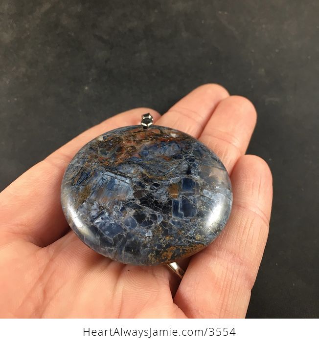 Natural Round Blue and Red Pietersite Tempest Stone Jewelry Pendant Necklace - #PDz0RD9oWHE-4