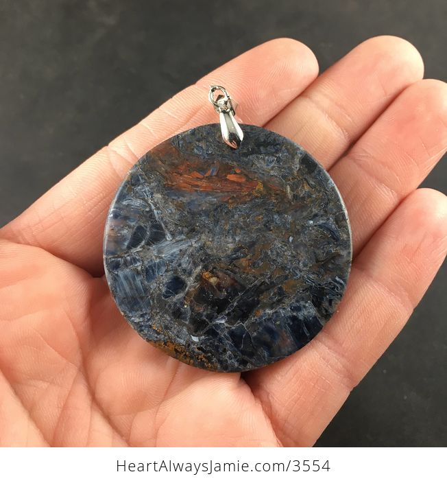 Natural Round Blue and Red Pietersite Tempest Stone Jewelry Pendant Necklace - #PDz0RD9oWHE-6