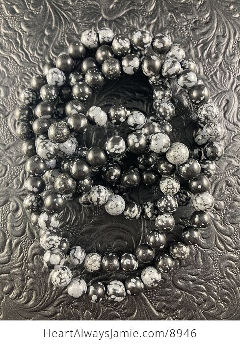 Natural Snowflake Obsidian 8mm Gemstone Crystal Jewelry Bracelet - #YYnuTQsAO9M-2