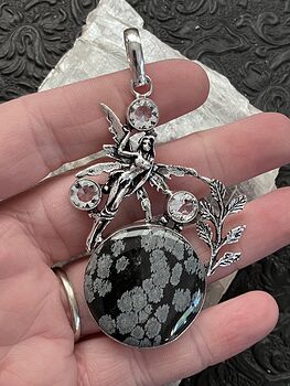 Natural Snowflake Obsidian Stone Jewelry Fairy Crystal Pendant #fOXISuEVxFk