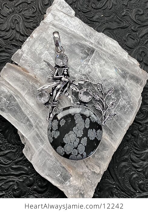 Natural Snowflake Obsidian Stone Jewelry Fairy Crystal Pendant - #fOXISuEVxFk-2