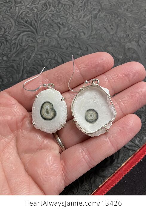 Natural Solar Quartz Agate Druzy Stalactite Slice Crystal Stone Jewelry Earrings - #dtIhc7SUwTk-4