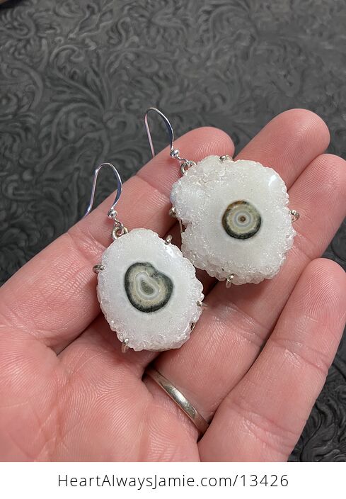 Natural Solar Quartz Agate Druzy Stalactite Slice Crystal Stone Jewelry Earrings - #dtIhc7SUwTk-2