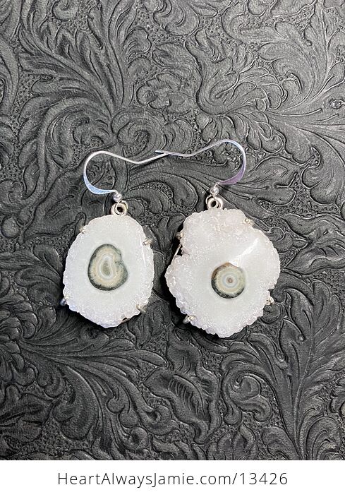 Natural Solar Quartz Agate Druzy Stalactite Slice Crystal Stone Jewelry Earrings - #dtIhc7SUwTk-5