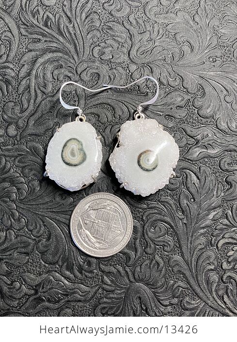 Natural Solar Quartz Agate Druzy Stalactite Slice Crystal Stone Jewelry Earrings - #dtIhc7SUwTk-6