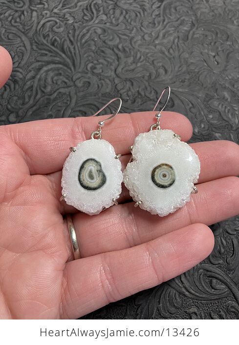 Natural Solar Quartz Agate Druzy Stalactite Slice Crystal Stone Jewelry Earrings - #dtIhc7SUwTk-1