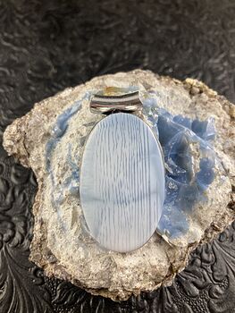 Natural Striped Oregon Owyhee Blue Opal Crystal Stone Jewelry Pendant #jWhWNdGHNRU