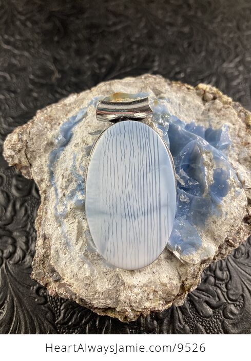 Natural Striped Oregon Owyhee Blue Opal Crystal Stone Jewelry Pendant - #jWhWNdGHNRU-1