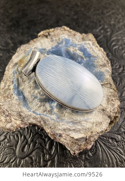 Natural Striped Oregon Owyhee Blue Opal Crystal Stone Jewelry Pendant - #jWhWNdGHNRU-3