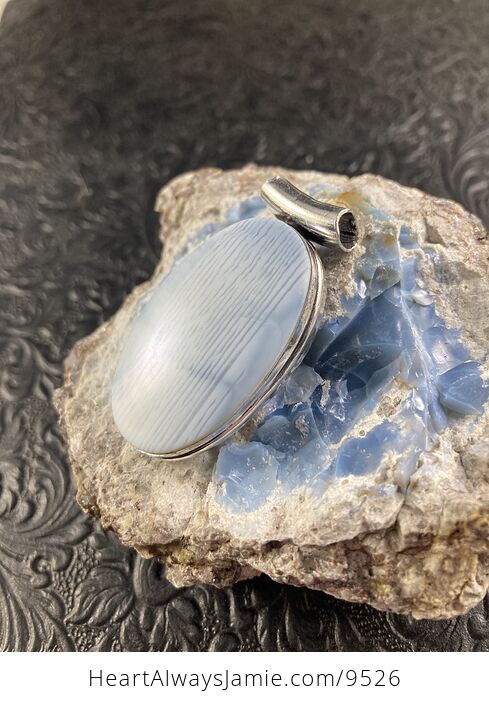 Natural Striped Oregon Owyhee Blue Opal Crystal Stone Jewelry Pendant - #jWhWNdGHNRU-2