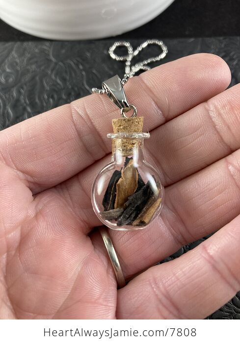 Naturally Sun Blackened Pacific Madrone Arbutus Menziesii Bark in Glass with Cork Stopper Oregon Jewelry Pendant - #moLDG1ngewU-3