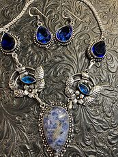 Nature Fairy Themed Blue Sodalite Jewelry Set Necklace and Earrings #7WPkT4KT4jM