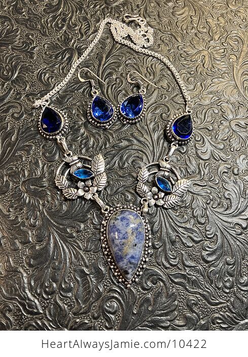 Nature Fairy Themed Blue Sodalite Jewelry Set Necklace and Earrings - #7WPkT4KT4jM-2