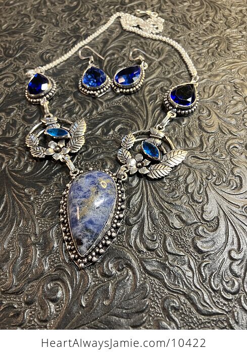 Nature Fairy Themed Blue Sodalite Jewelry Set Necklace and Earrings - #7WPkT4KT4jM-3