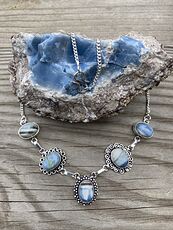 Necklace with Owyhee Oregon Blue Opal Stones #La6TJvZW1Cw