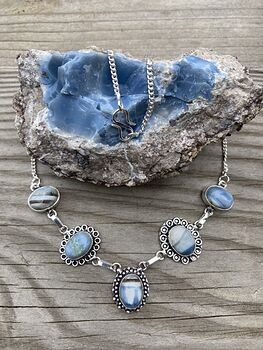 Necklace with Owyhee Oregon Blue Opal Stones #La6TJvZW1Cw