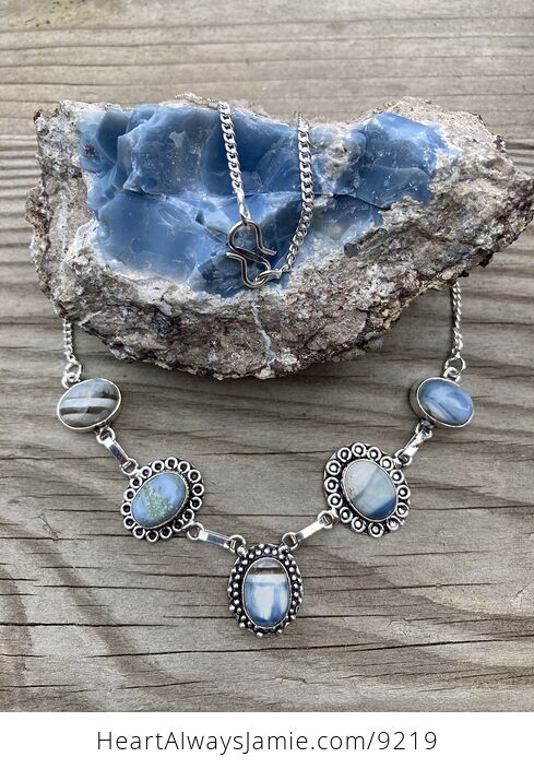 Necklace with Owyhee Oregon Blue Opal Stones - #La6TJvZW1Cw-1