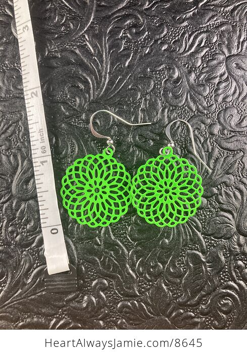 Neon Green Metal Ornate Earrings - #nrXZuc9UpHU-3