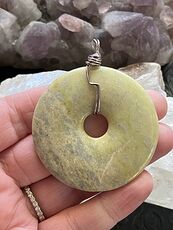 New Jade Serpentine Donut Stone Crystal Jewelry Pendant #I4PfV0ILfnM