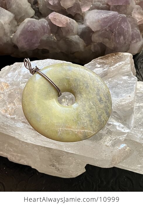 New Jade Serpentine Donut Stone Crystal Jewelry Pendant - #I4PfV0ILfnM-5