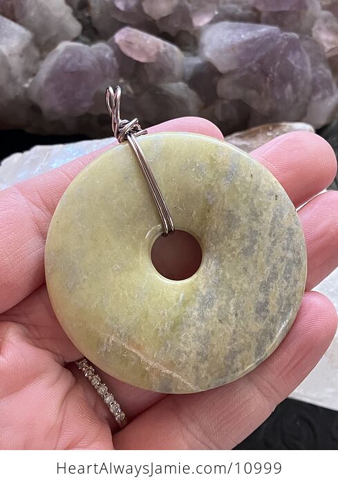 New Jade Serpentine Donut Stone Crystal Jewelry Pendant - #I4PfV0ILfnM-3