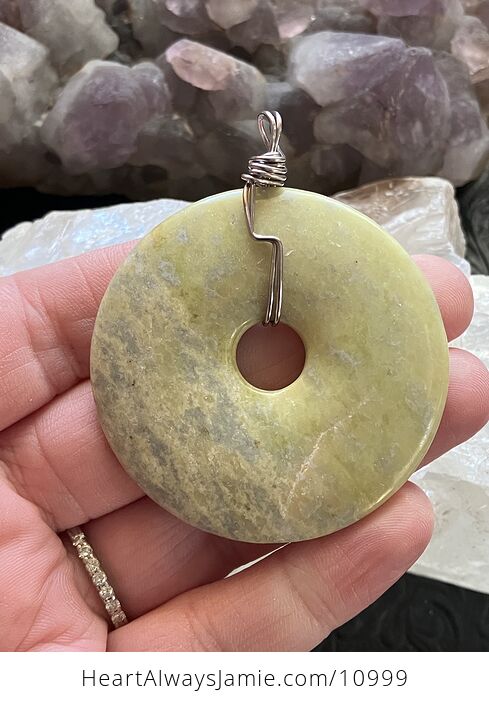 New Jade Serpentine Donut Stone Crystal Jewelry Pendant - #I4PfV0ILfnM-1
