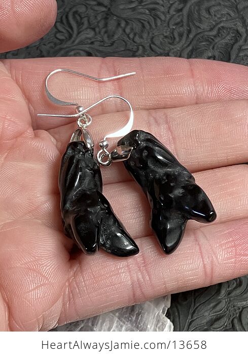 Obsidian Vampire Bat Earrings - #pQRy5atVqPA-5