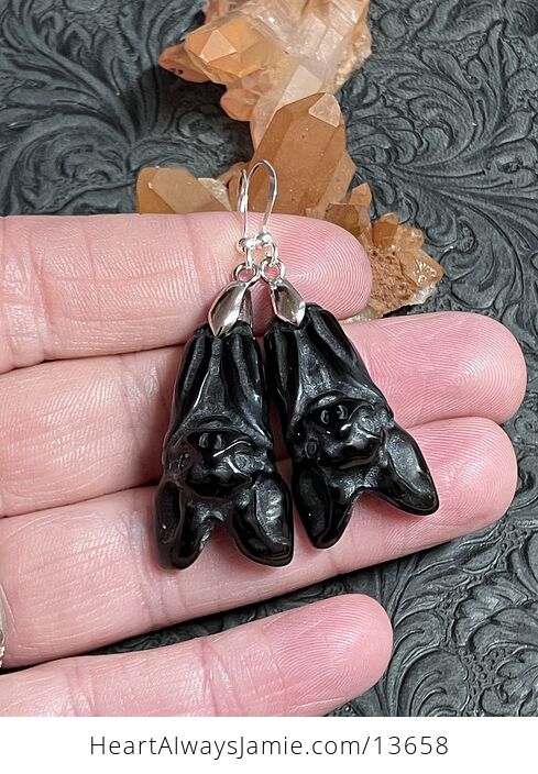 Obsidian Vampire Bat Earrings - #pQRy5atVqPA-1