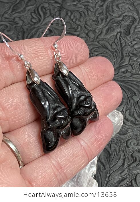 Obsidian Vampire Bat Earrings - #pQRy5atVqPA-3