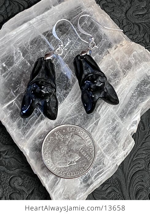 Obsidian Vampire Bat Earrings - #pQRy5atVqPA-6