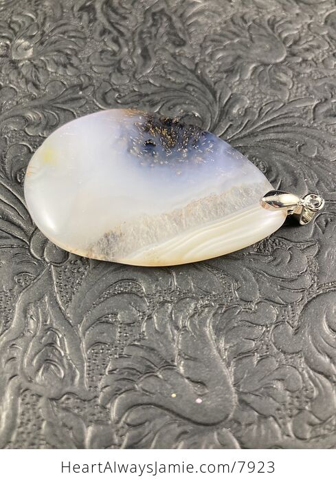 Ocean Chalcedony Marine Scenic Dendrite Agate Stone Pendant - #zwvQdgvlqnI-3