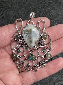 Ocean Jasper and Labradorite Bohemian Styled Mandala Pendant Stone Crystal Jewelry #ozY7Epqdw7s