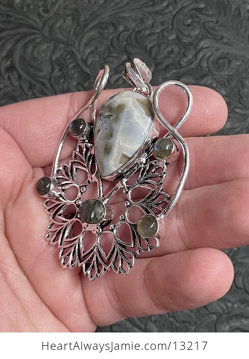 Ocean Jasper and Labradorite Bohemian Styled Mandala Pendant Stone Crystal Jewelry - #ozY7Epqdw7s-3