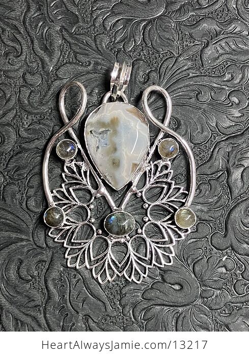 Ocean Jasper and Labradorite Bohemian Styled Mandala Pendant Stone Crystal Jewelry - #ozY7Epqdw7s-7