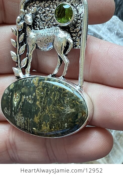 Ocean Jasper Crystal Stone Deer Jewelry Pendant - #OifclsUHz0A-6