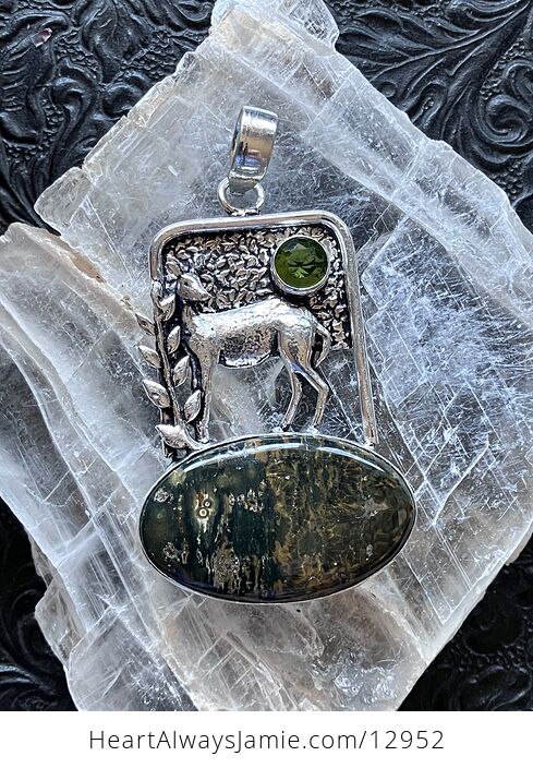 Ocean Jasper Crystal Stone Deer Jewelry Pendant - #OifclsUHz0A-8