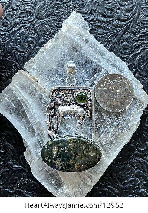 Ocean Jasper Crystal Stone Deer Jewelry Pendant - #OifclsUHz0A-2