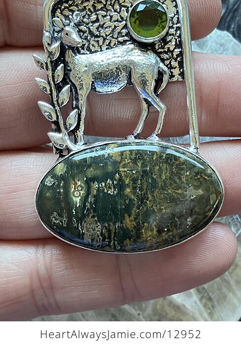 Ocean Jasper Crystal Stone Deer Jewelry Pendant - #OifclsUHz0A-7